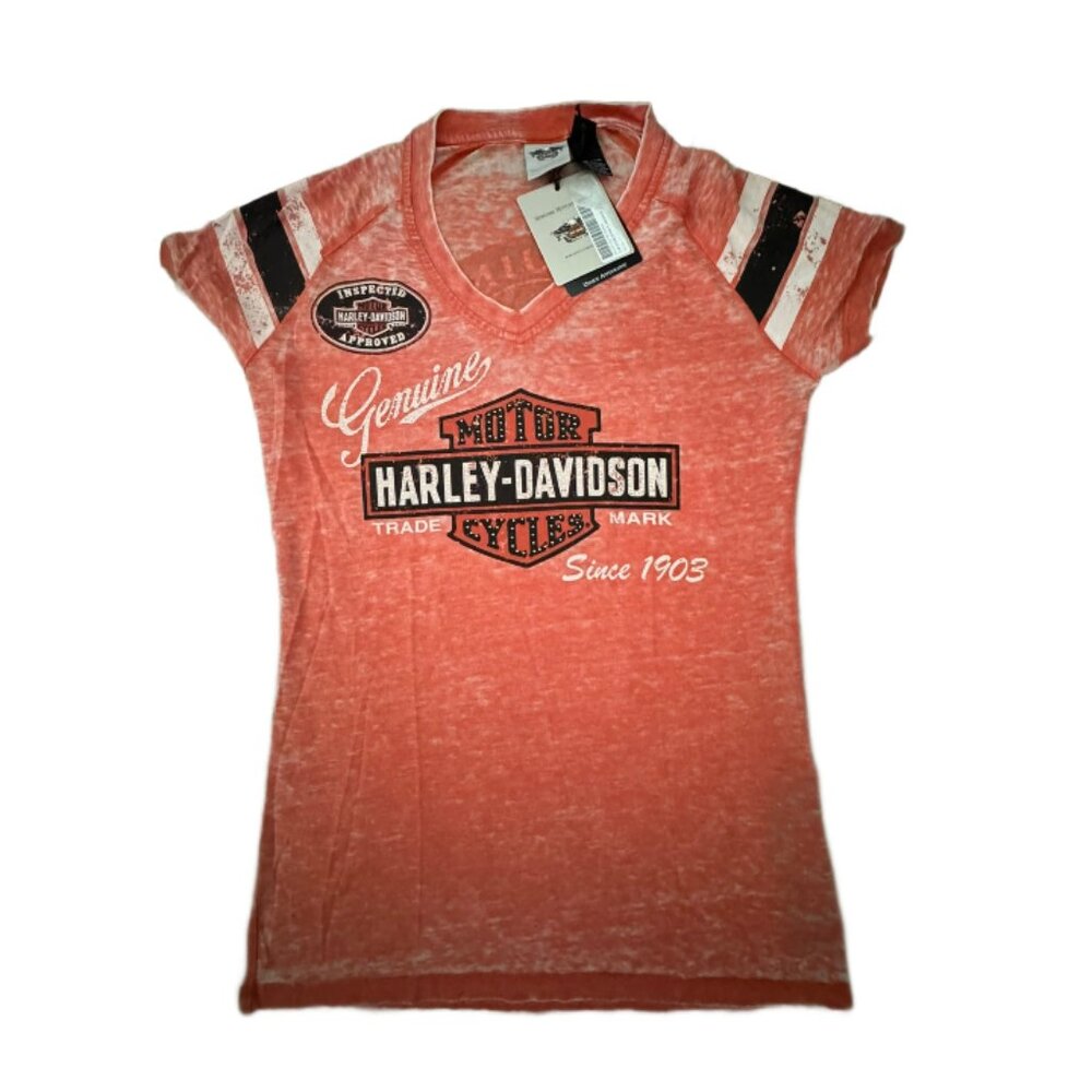 Harley-Davidson Women's Blinged V-Neck Tee Shirt Top NWT